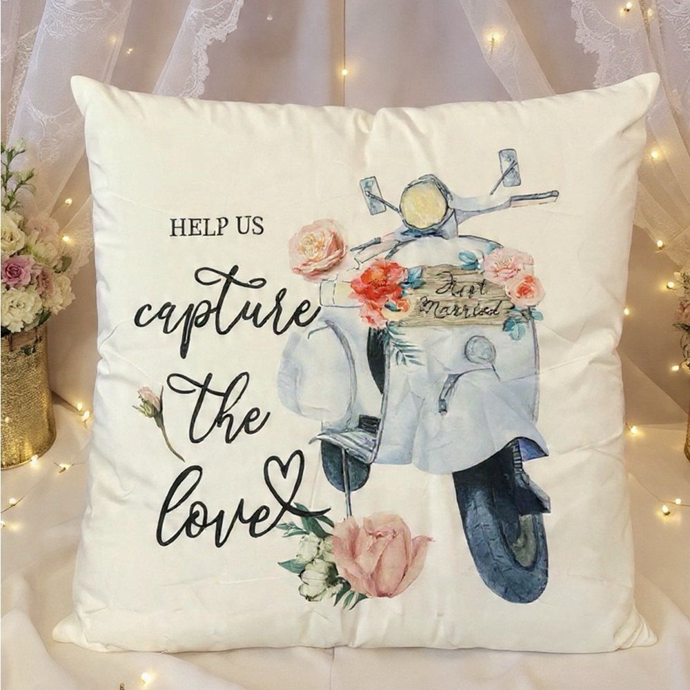 Floral Scooter 'Capture the Love' Decorative Pillow Cover